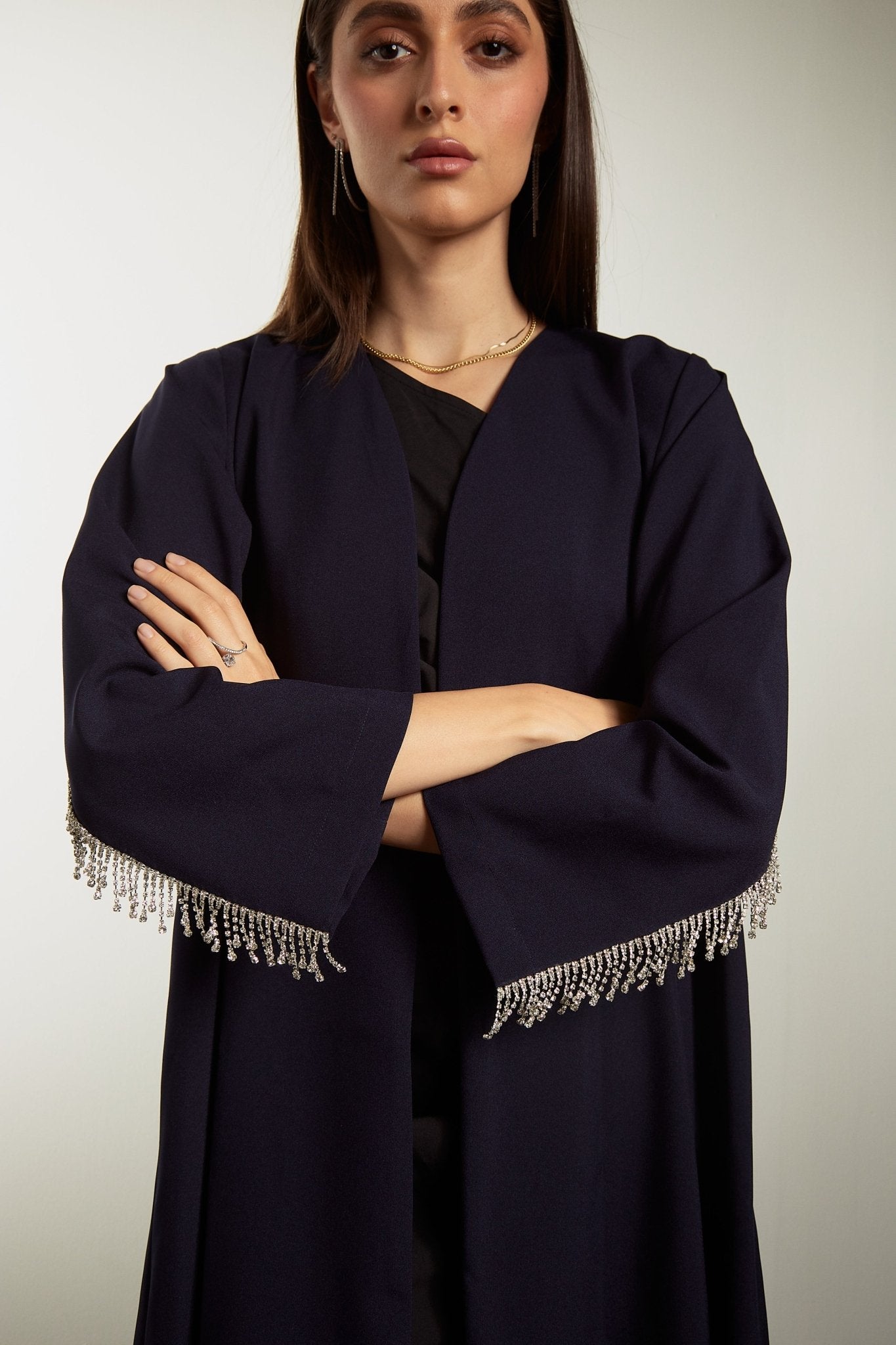 Blue Bling with Silver Shoulder Hang - The Abaya Lab
