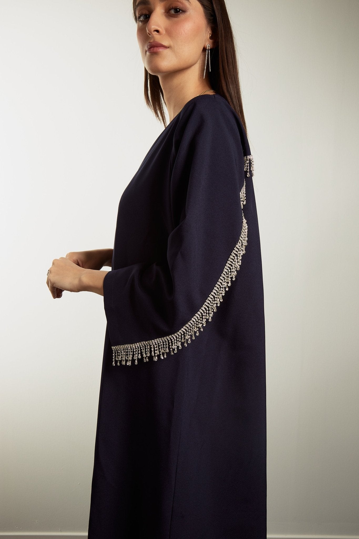 Blue Bling with Silver Shoulder Hang - The Abaya Lab
