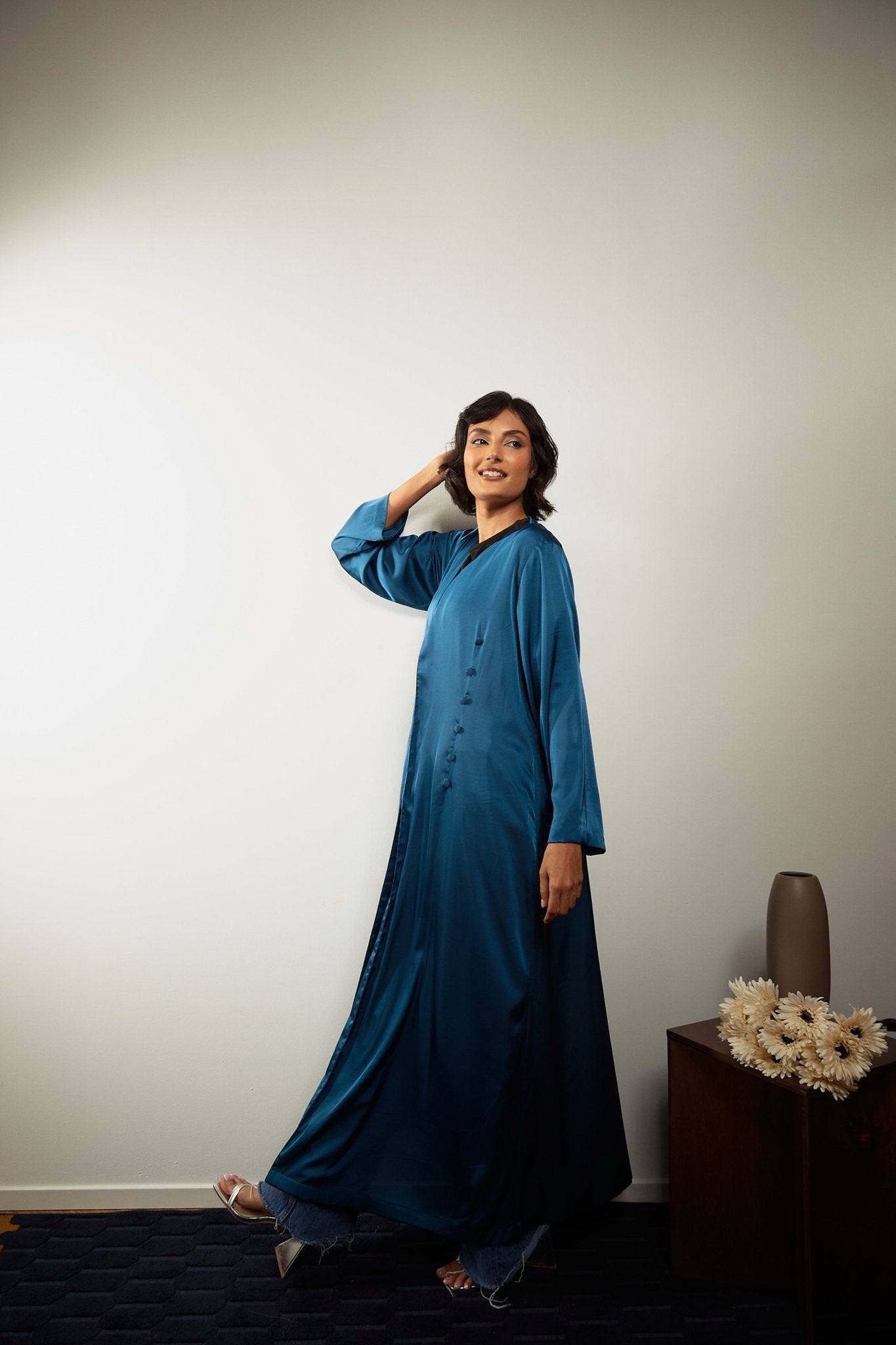 Blue Satin Abaya - The Abaya Lab